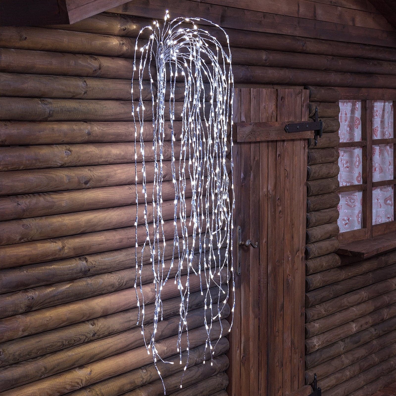 Ramo cadente luminoso cascata di luci a LED bianco freddo effetto flash decorazione natalizia per esterno interno - 10