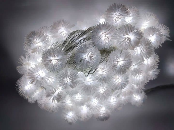 Catena luminosa con 20 fiocchi di neve luce fredda per uso interno 2,8 mt - 4