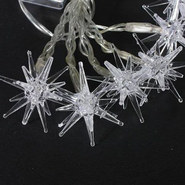 Catena luminosa con 20 stelle trasparenti luce fredda per uso interno 3,5 mt - 2