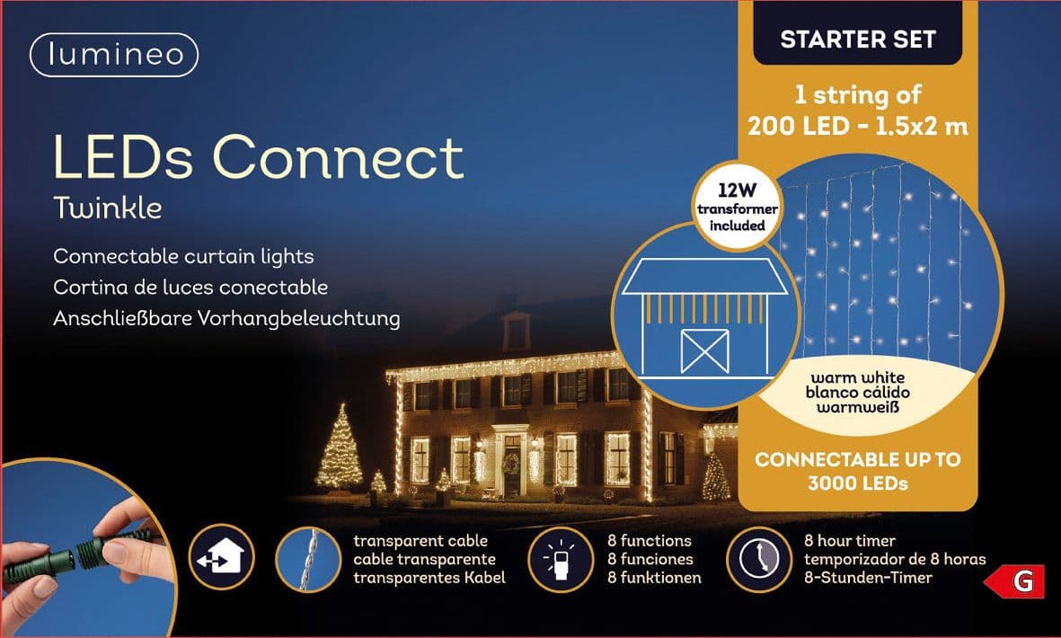 Cascata a LED a luce calda con cavo trasparente decorazione per esterno - 3