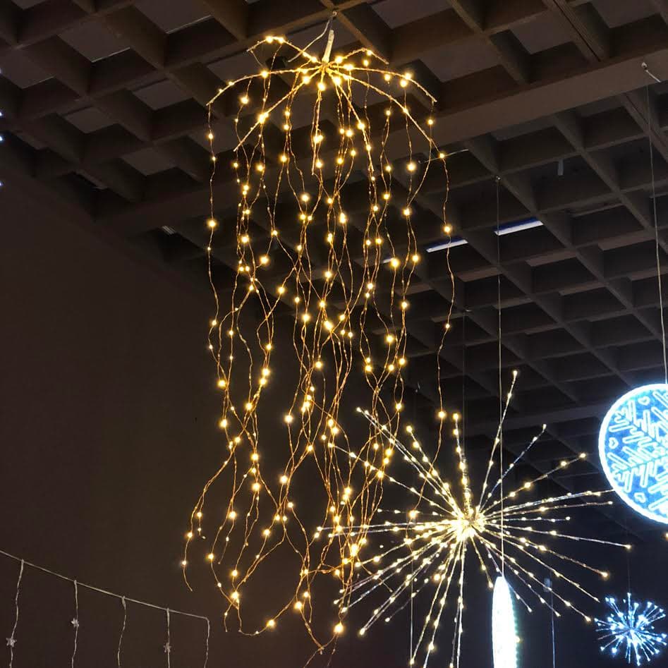 Cascata di luci con microled bianco caldo per esterno decorazione natalizie - 3