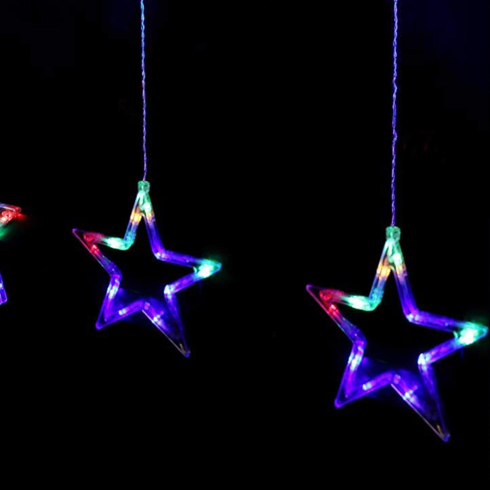 Tenda cascata luminosa con 12 stelle multicolore per uso interno ed esterno - 2