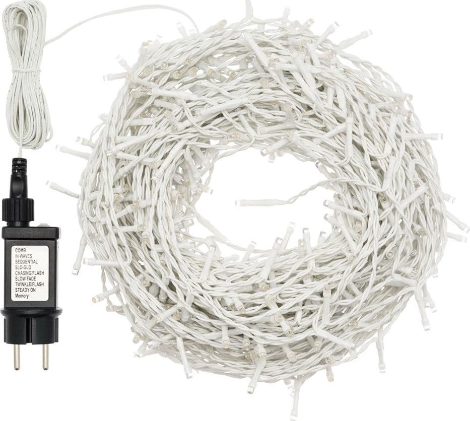 Tenda luminosa con led a luce bianca con cavo bianco decorazione per esterno - 3