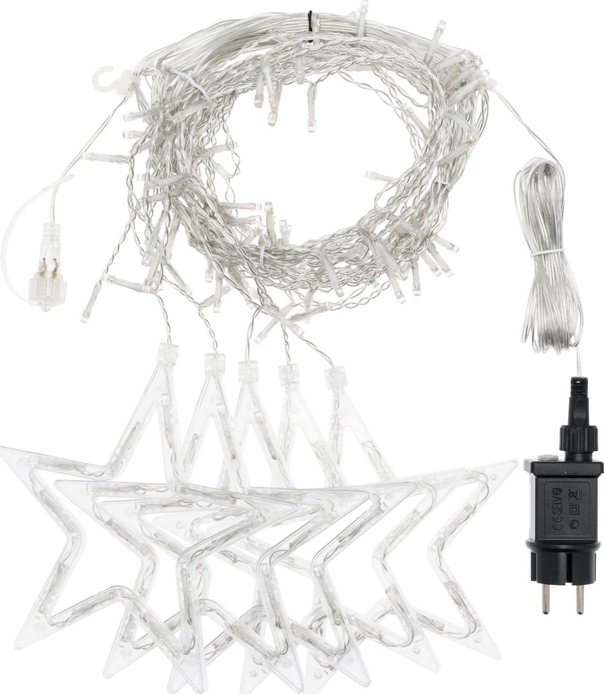 Cascata stalattite decorata con stelle luminose a led luce calda per interno ed esterno cavo trasparente - 2