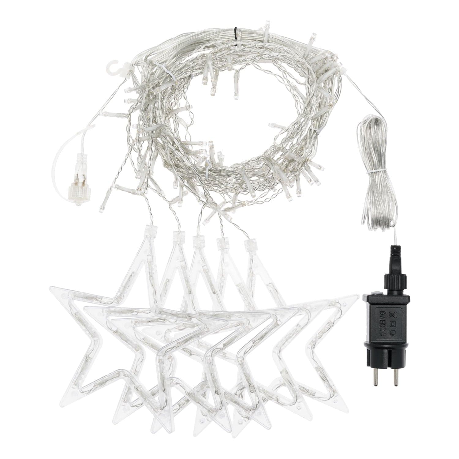 Cascata stalattite decorata con stelle luminose a led luce calda per interno ed esterno cavo trasparente - 2