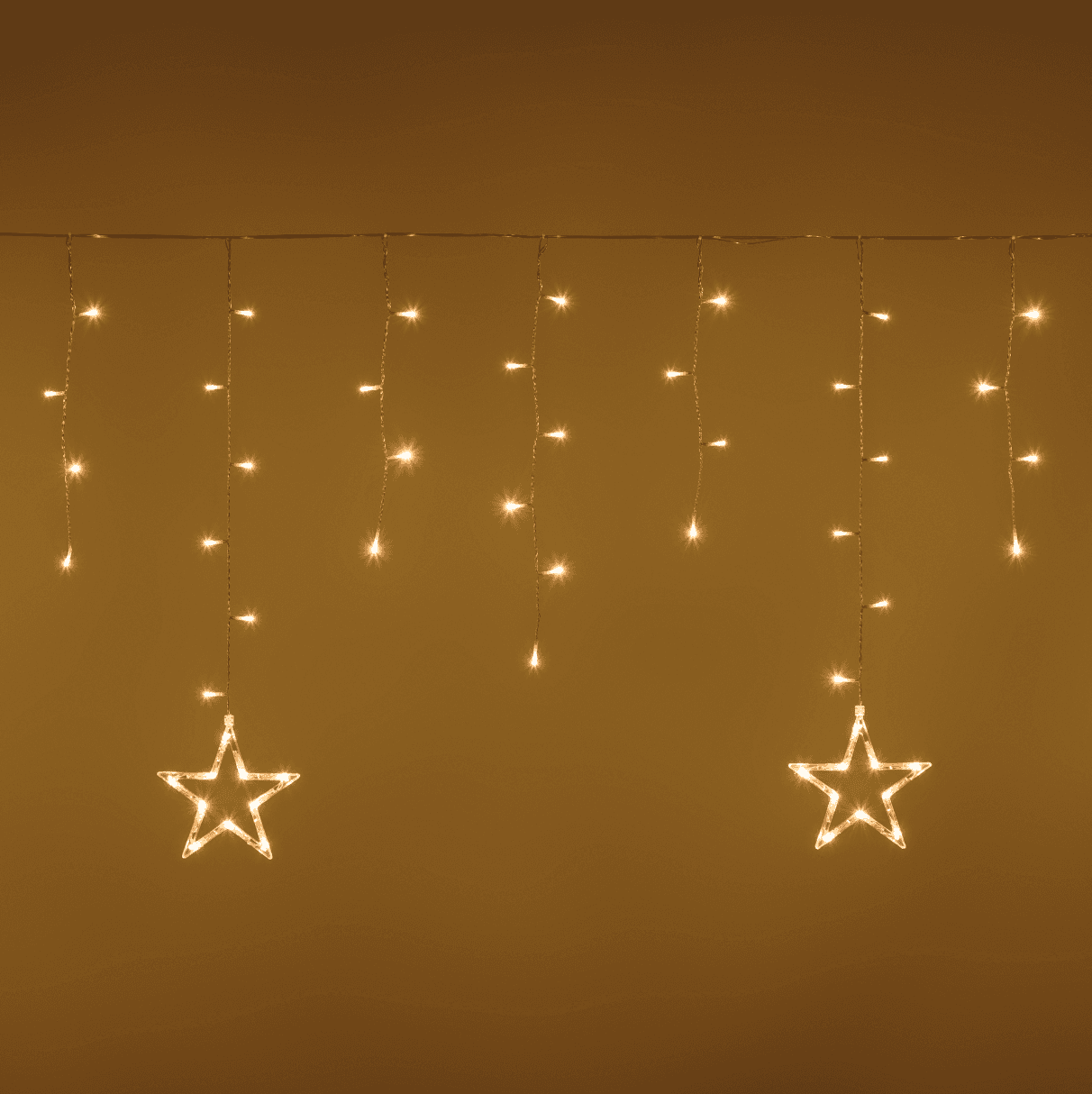 Cascata stalattite decorata con stelle luminose a led luce calda per interno ed esterno cavo trasparente - 5
