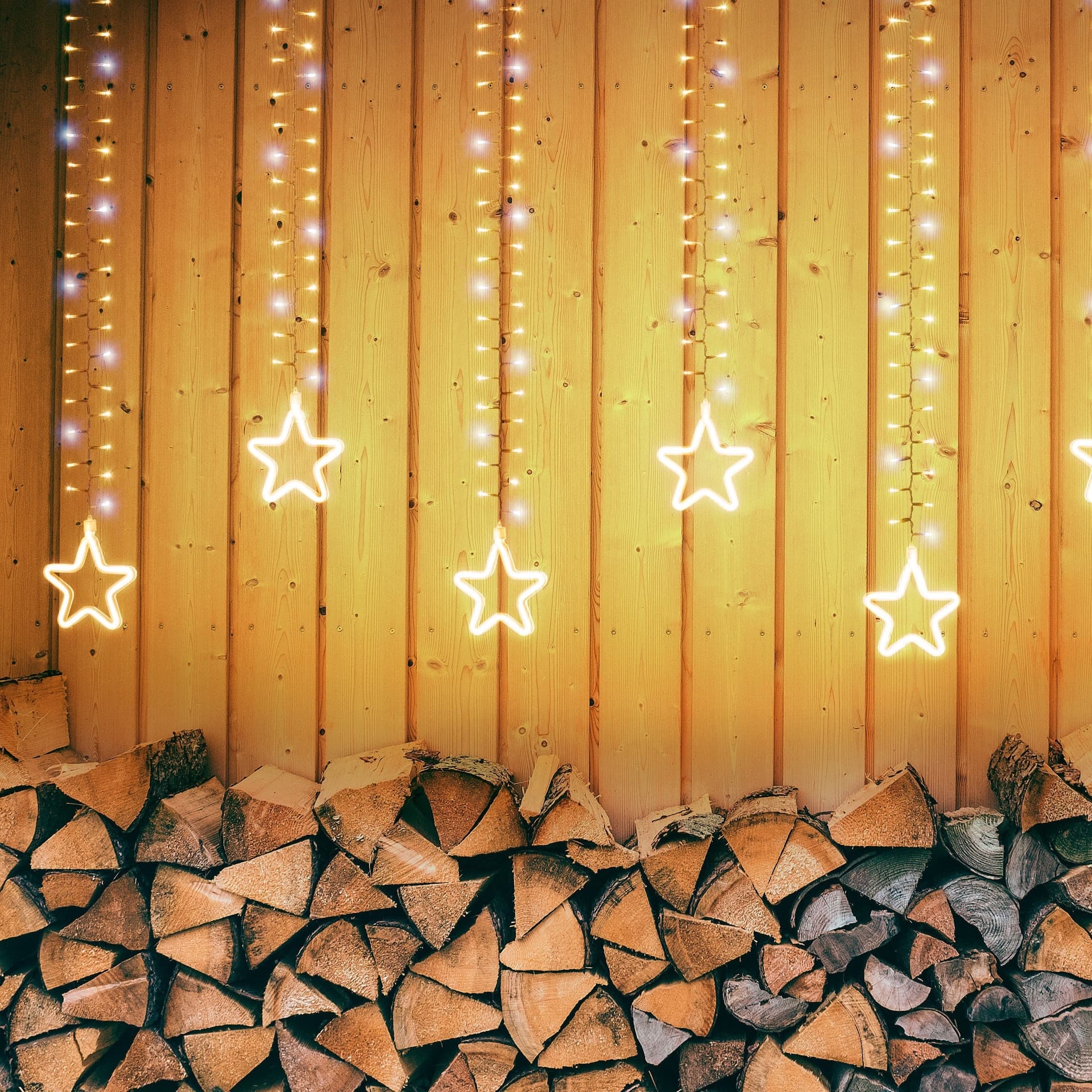 Stalattite decorata con stelle luminose con led SMD Neon bianco caldo per interno ed esterno - 3