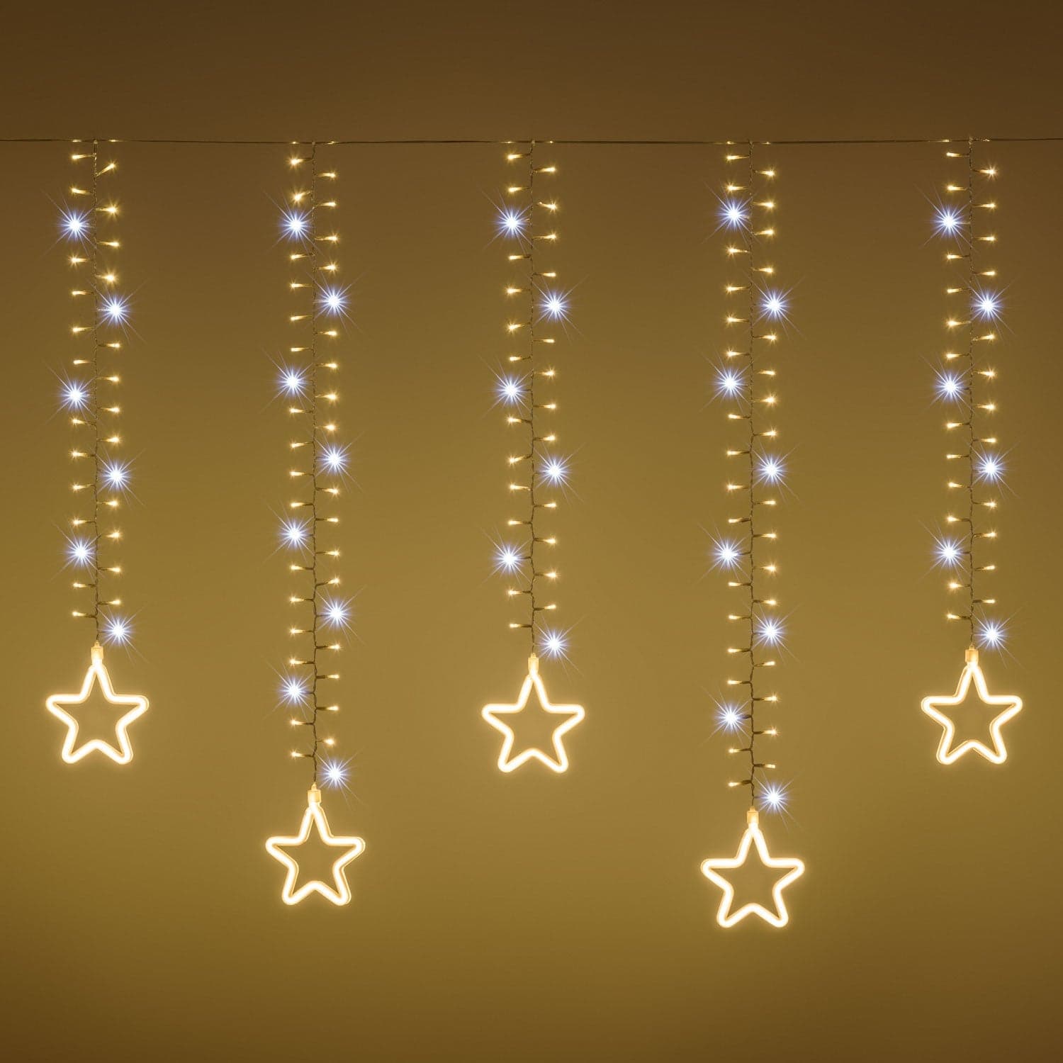 Stalattite decorata con stelle luminose con led SMD Neon bianco caldo per interno ed esterno - 4