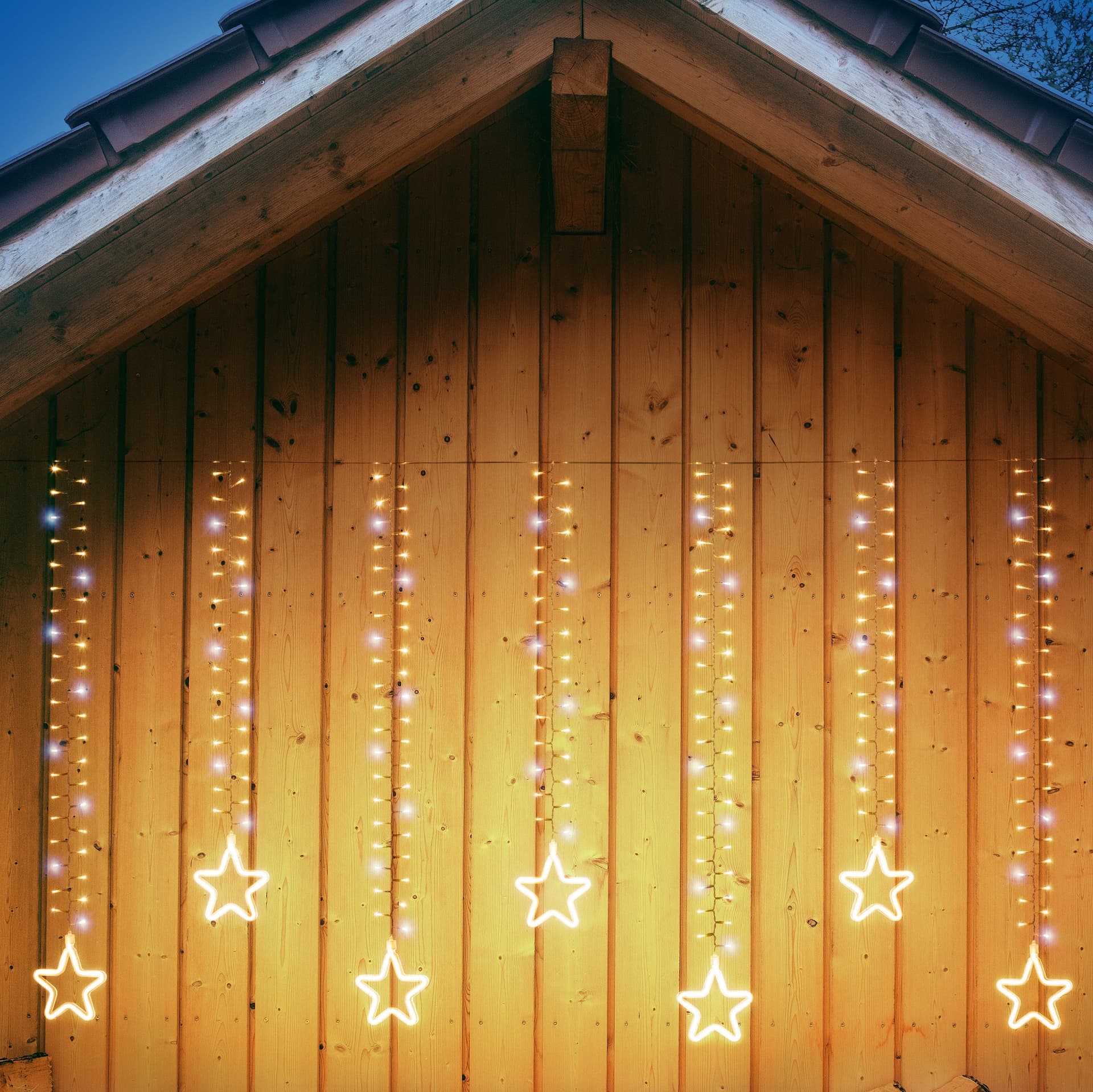 Stalattite decorata con stelle luminose con led SMD Neon bianco caldo per interno ed esterno - 7