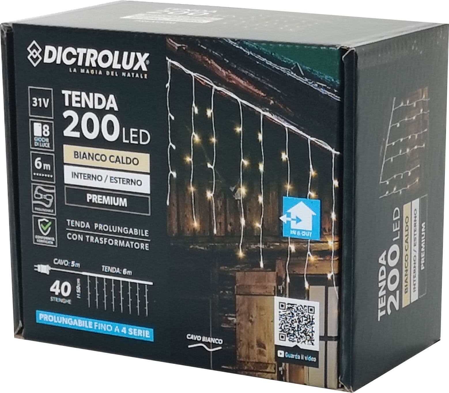 Tenda luminosa con led luci di Natale cascata da esterno ed interno - 11