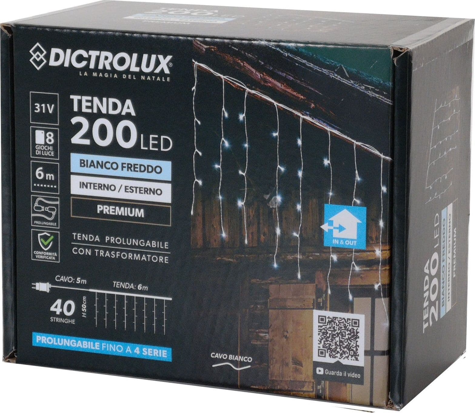 Tenda luminosa con led luci di Natale cascata da esterno ed interno - 12