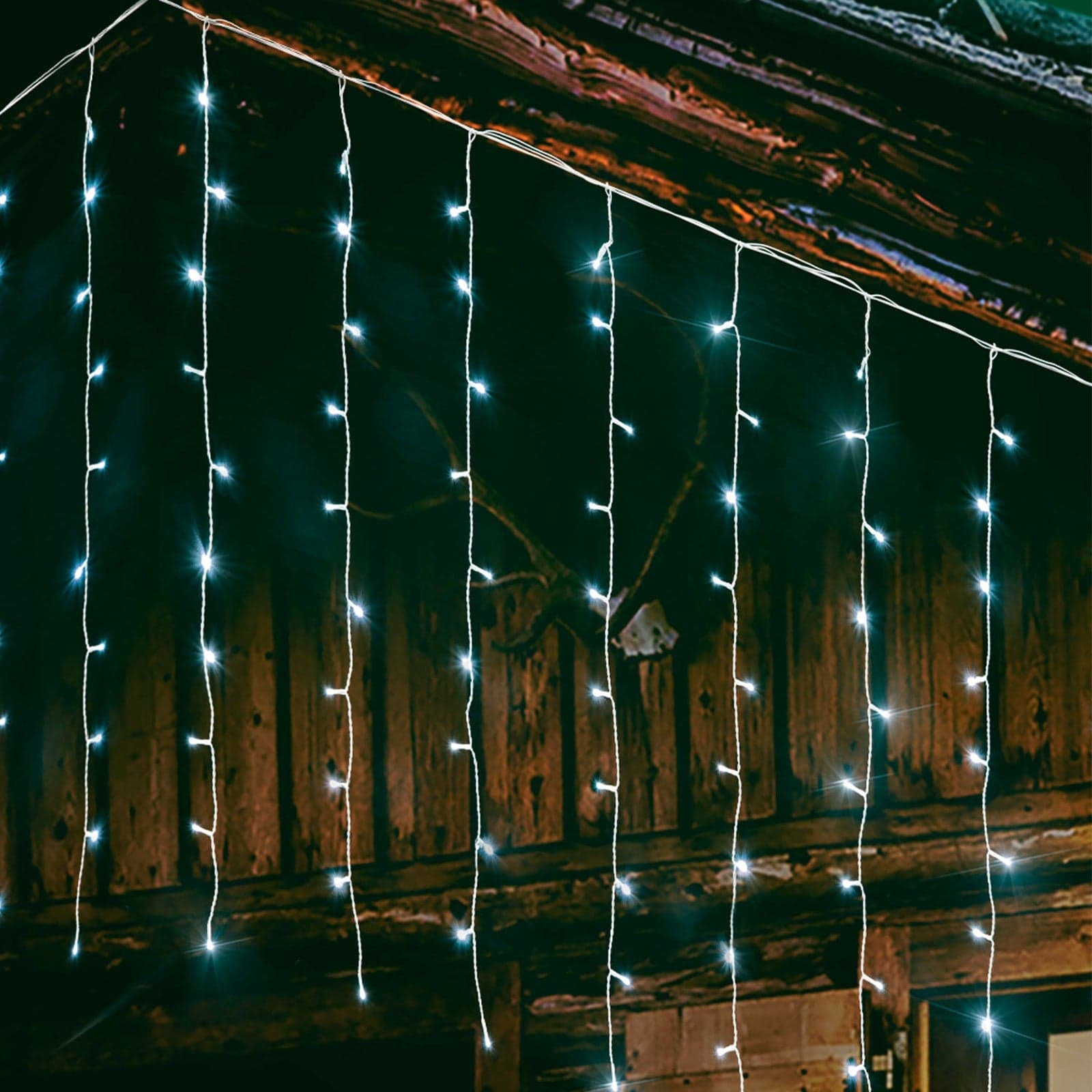 Tenda luminosa con led luci di Natale cascata da esterno ed interno - 3