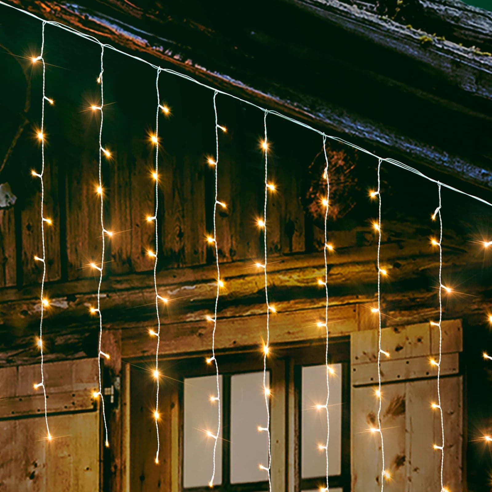 Tenda luminosa con led luci di Natale cascata da esterno ed interno - 4