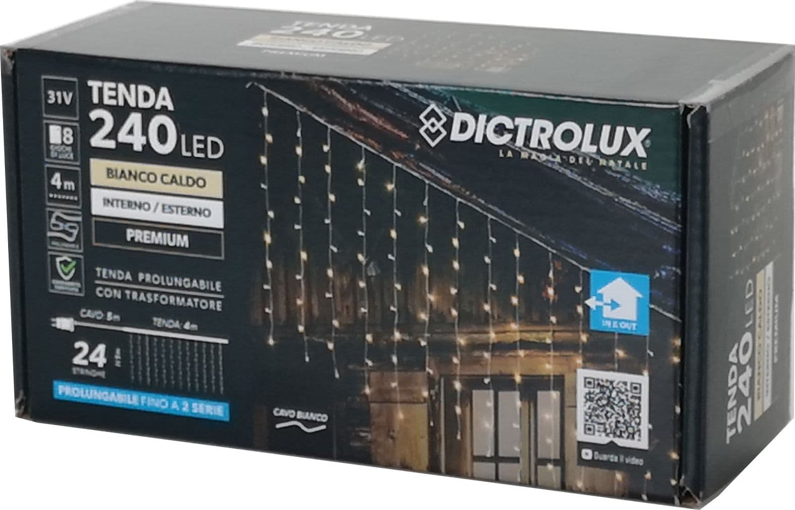 Tenda luminosa con led luci di Natale cascata da esterno ed interno - 7