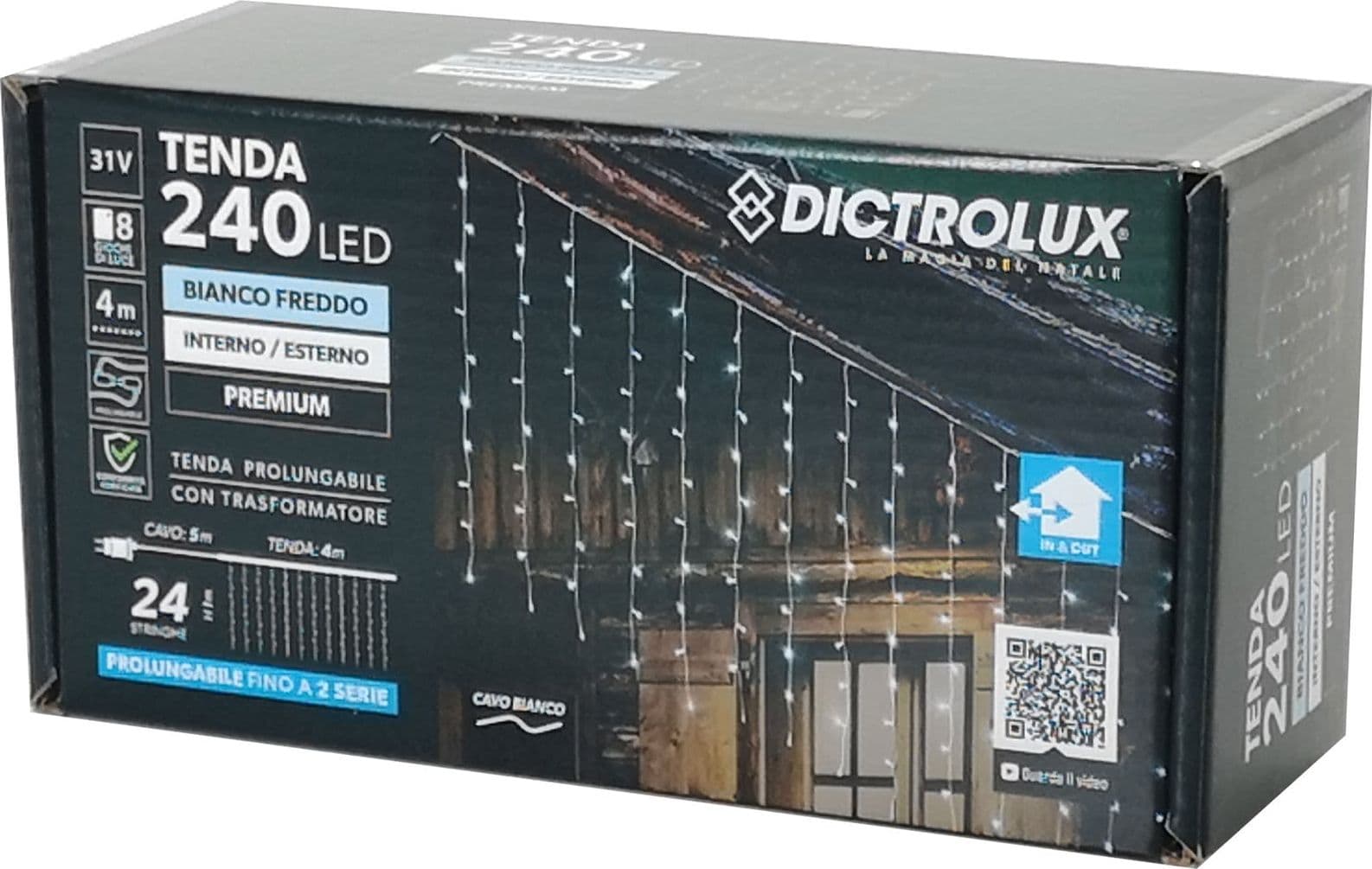 Tenda luminosa con led luci di Natale cascata da esterno ed interno - 8