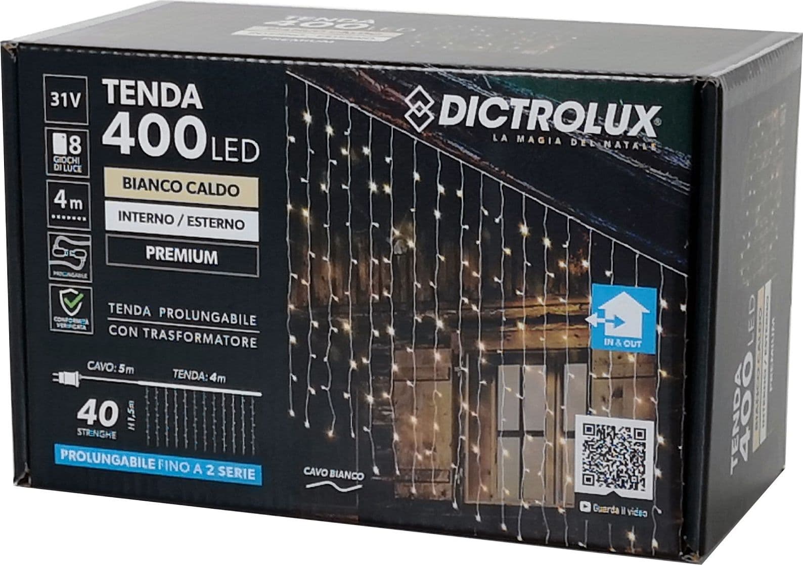 Tenda luminosa con led luci di Natale cascata da esterno ed interno - 9