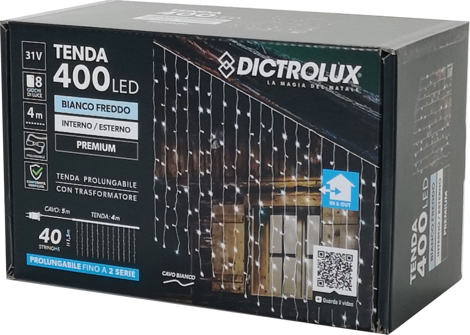 Tenda luminosa con led luci di Natale cascata da esterno ed interno - 10