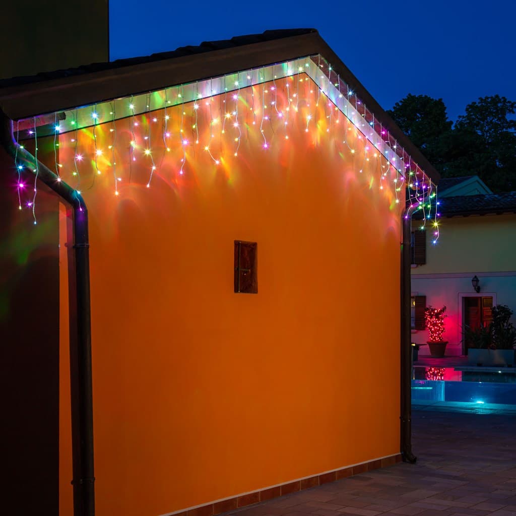 Cascata luminosa stalattite Crazy RGB con 180 led multicolor ad effetto flash per esterno - 2