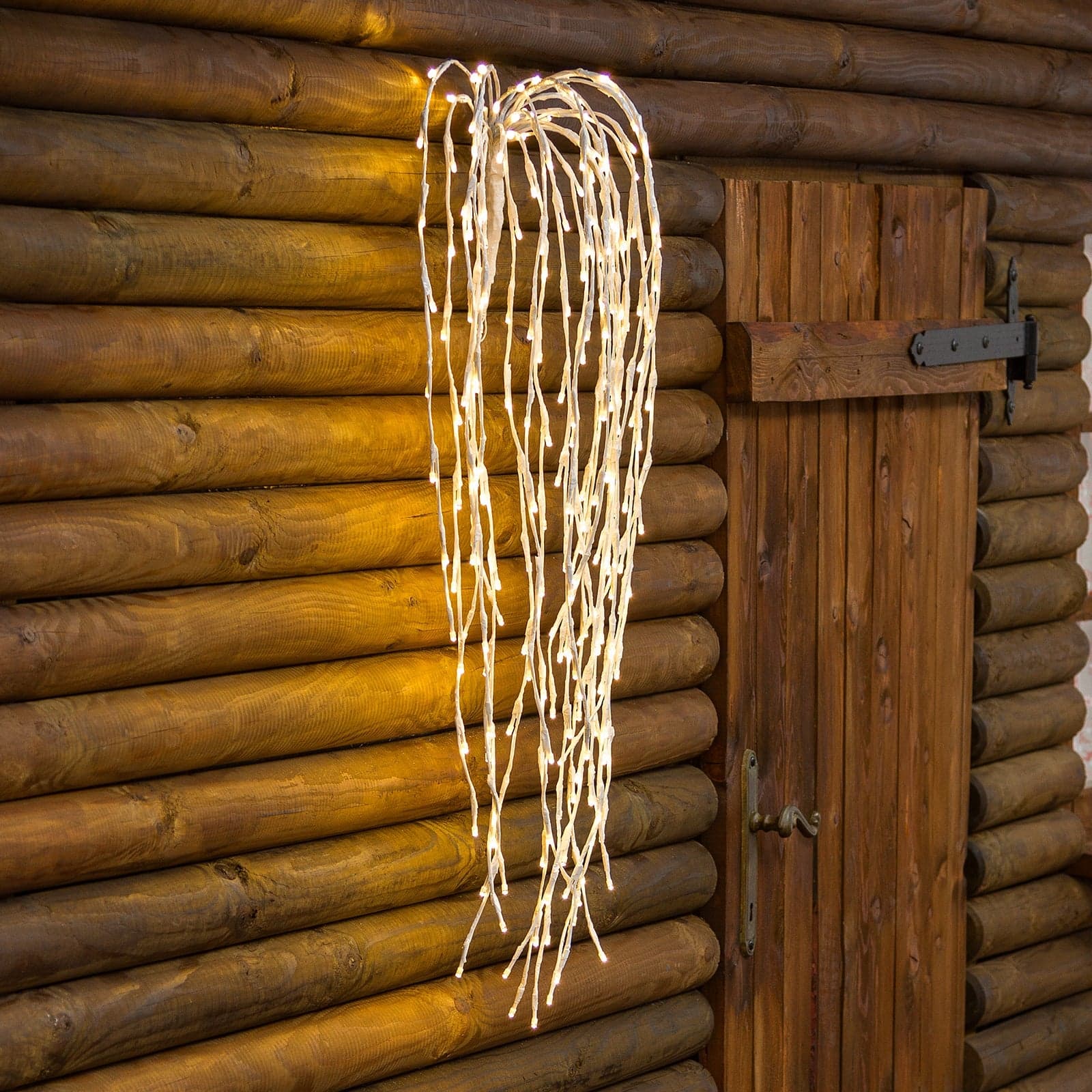 Ramo cadente luminoso cascata di luci a LED bianco caldo decorazione natalizia per esterno interno - 4
