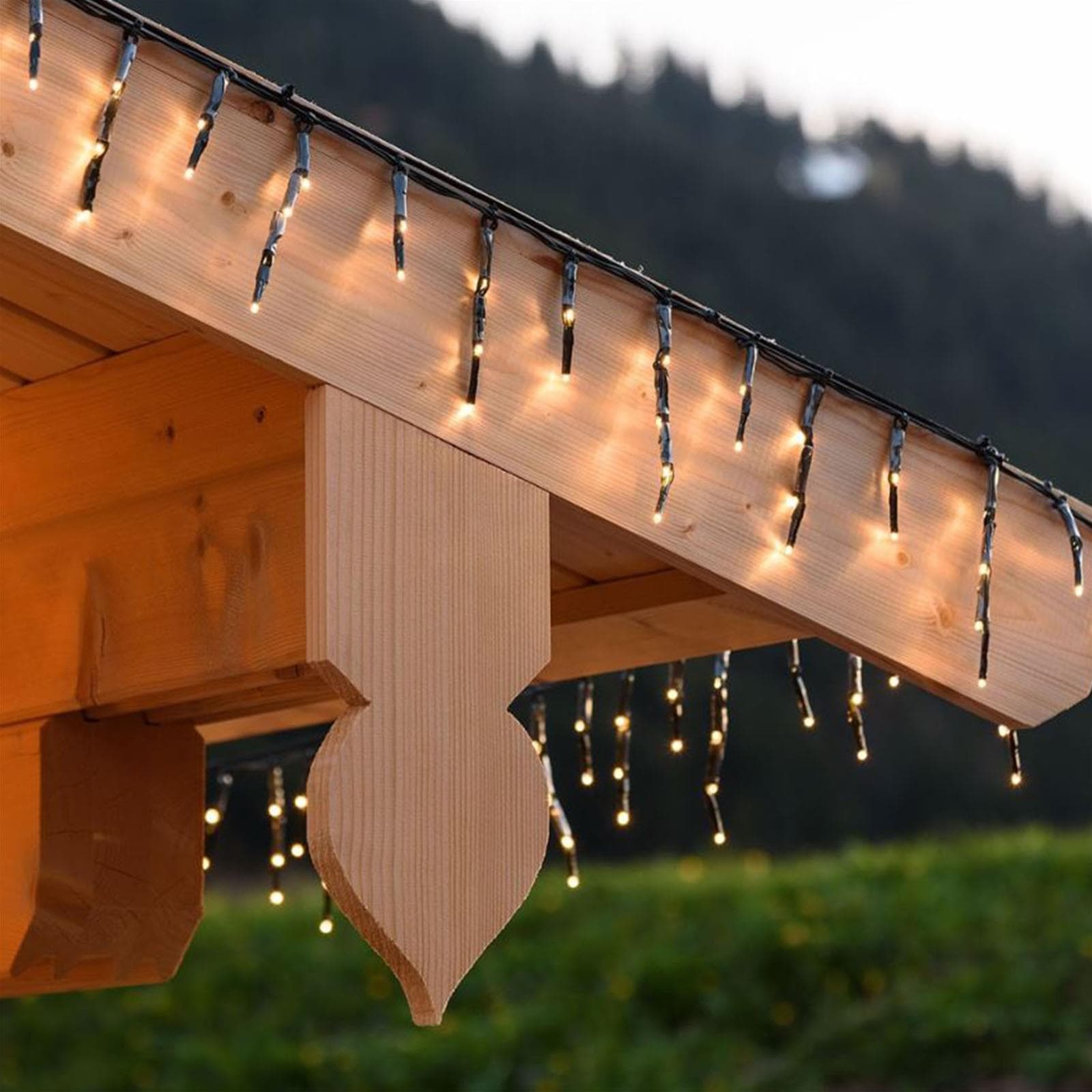 Cascata luce calda a led per esterno luci decorazione natale natalizie movimento 10 mt - 2