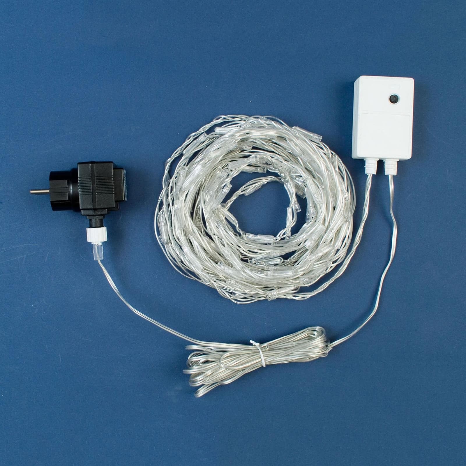 Catena ramificata 5 rami luce fredda cavo trasparente da esterno decorazione natalizia h 80 cm - 2