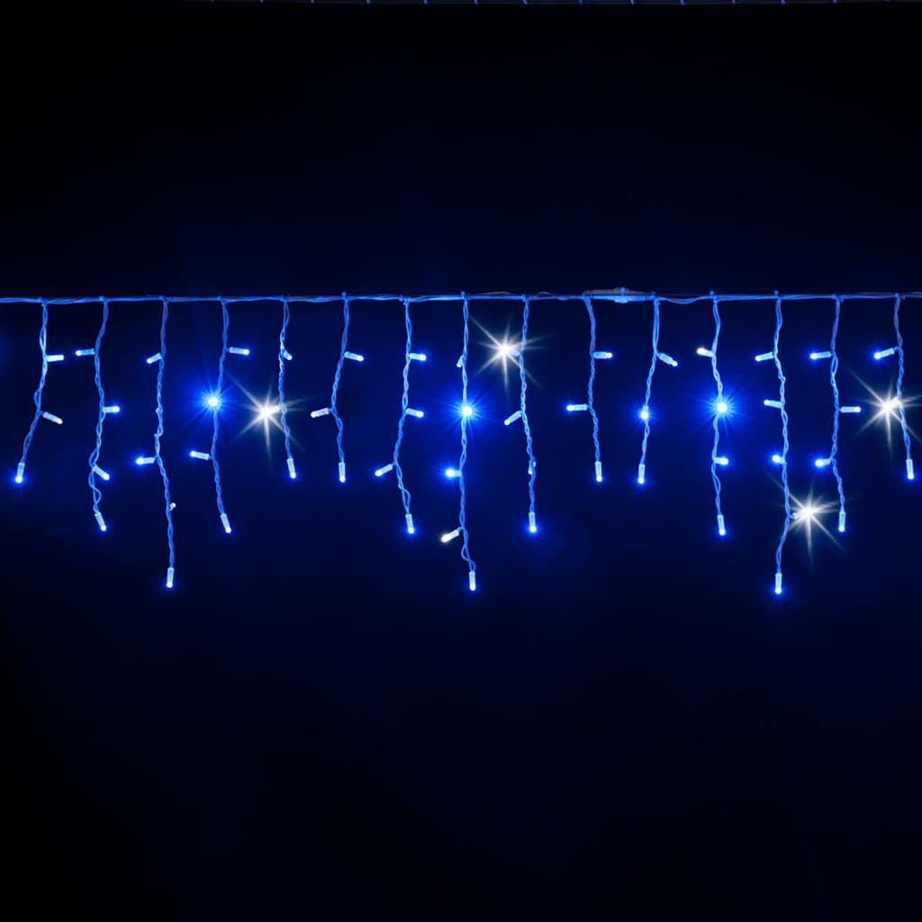 Cascata luce fredda blu e bianco con maxi led per interno ed esterno decorazione natalizia - 3