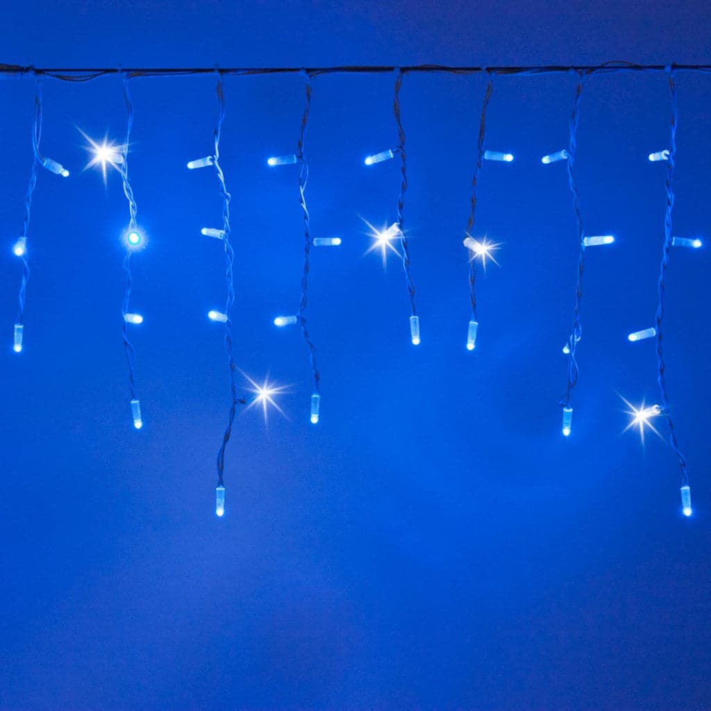 Cascata luce fredda blu e bianco con maxi led per interno ed esterno decorazione natalizia - 4