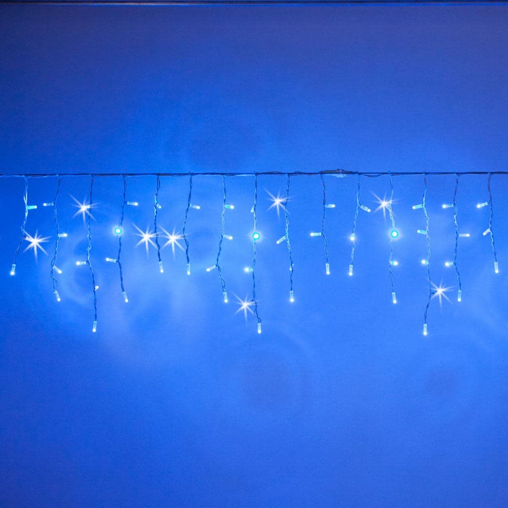 Cascata luce fredda blu e bianco con maxi led per interno ed esterno decorazione natalizia - 6