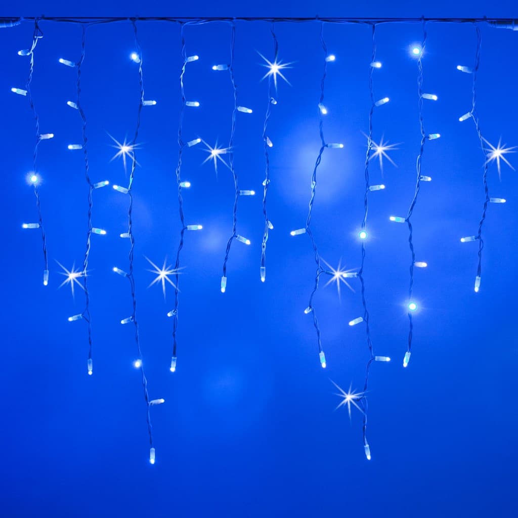 Cascata luce fredda blu e bianco con maxi led per interno ed esterno decorazione natalizia - 8