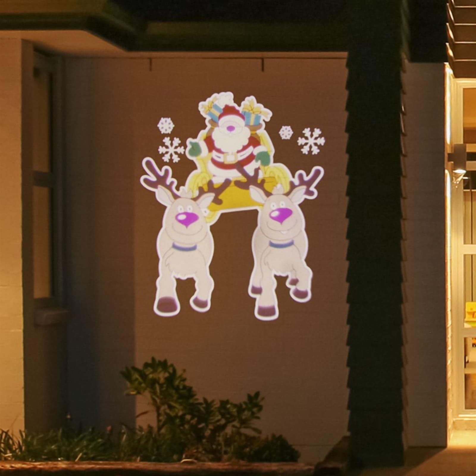 Proiettore a led per esterno ed interno Babbo Natale con Slitta decorazione natalizia - 7