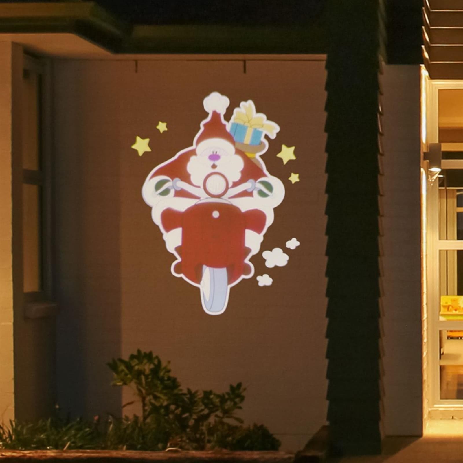 Proiettore a led per esterno ed interno Babbo Natale con Vespa decorazione natalizia - 5