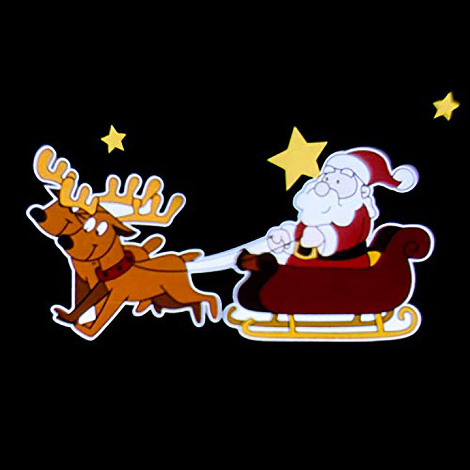 Proiettore Babbo Natale su slitta con renne, 3 immagini effetto movimento per decorazioni natalizie - 2