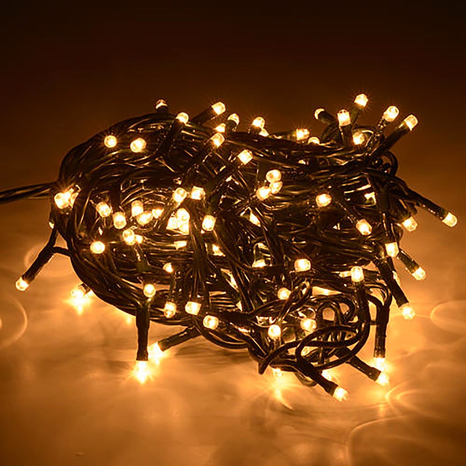 Luci di natale catena luminosa con 77 led, luce calda, cavo verde, 7 m - 2
