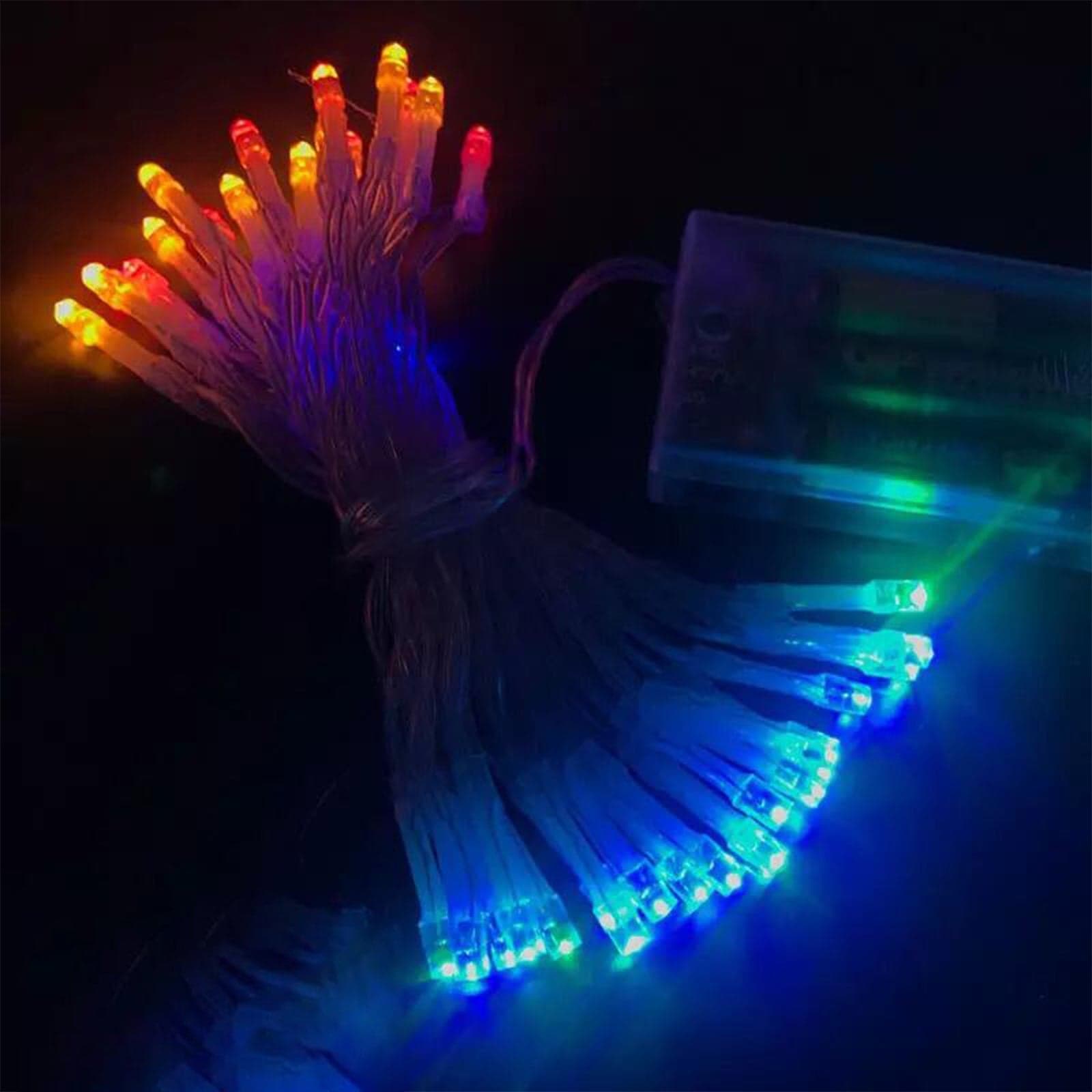 Luci di natale catena a batteria da 20 led 5 mm multicolor con cavo nero - 4