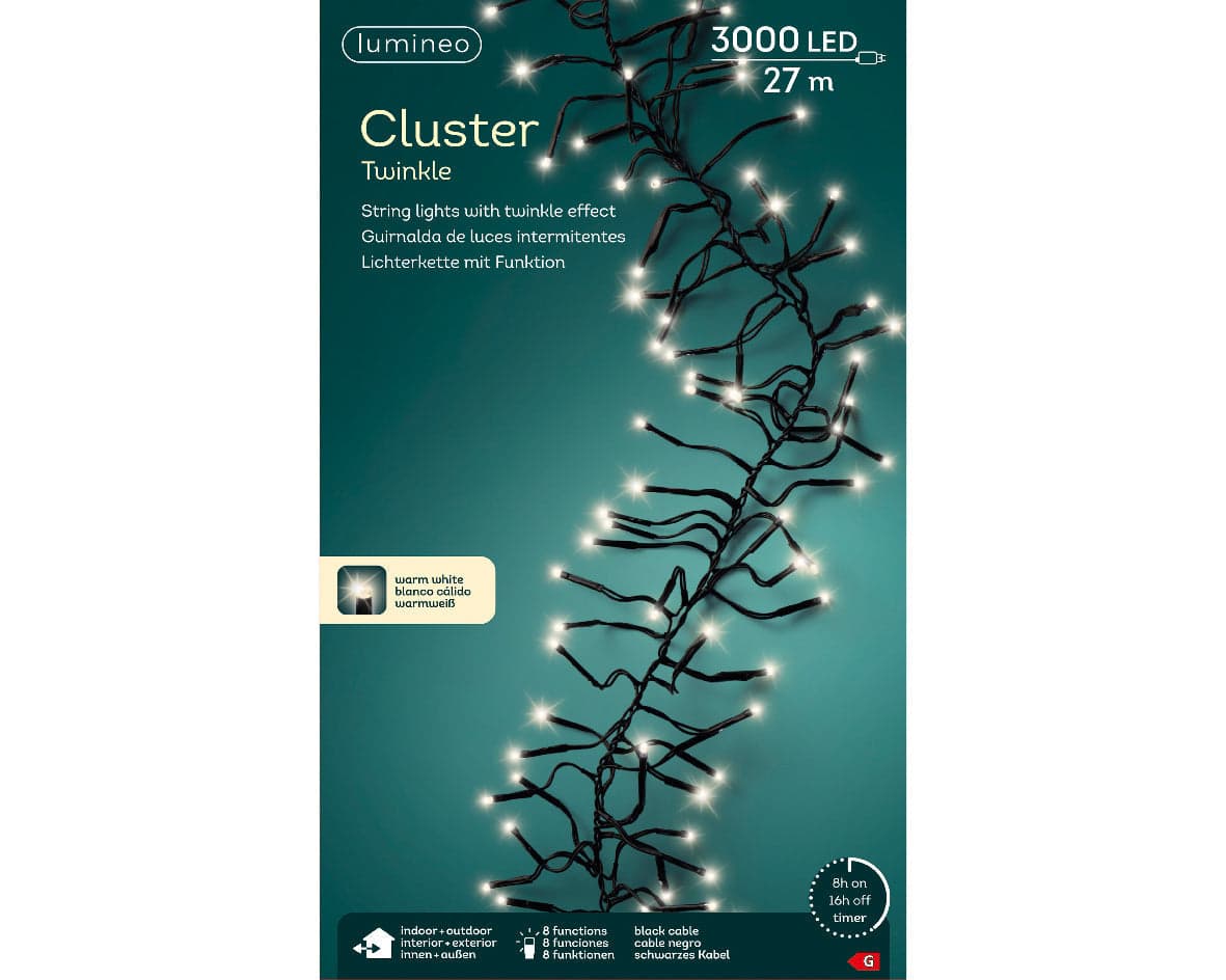 Catena lineare a LED luce calda con 8 funzioni luminose, rotolo da 27 metri - 7