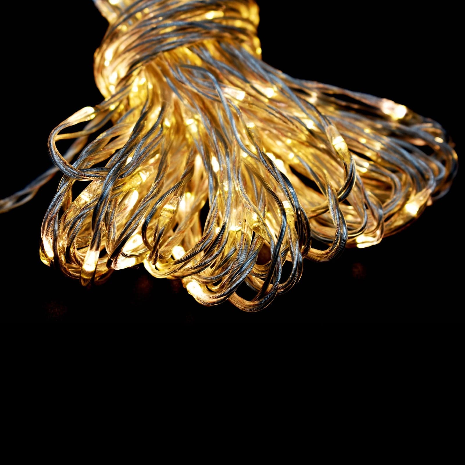 Catena lineare di 320 bean-led a luce calda con filo trasparente e giochi di luce memory - 2