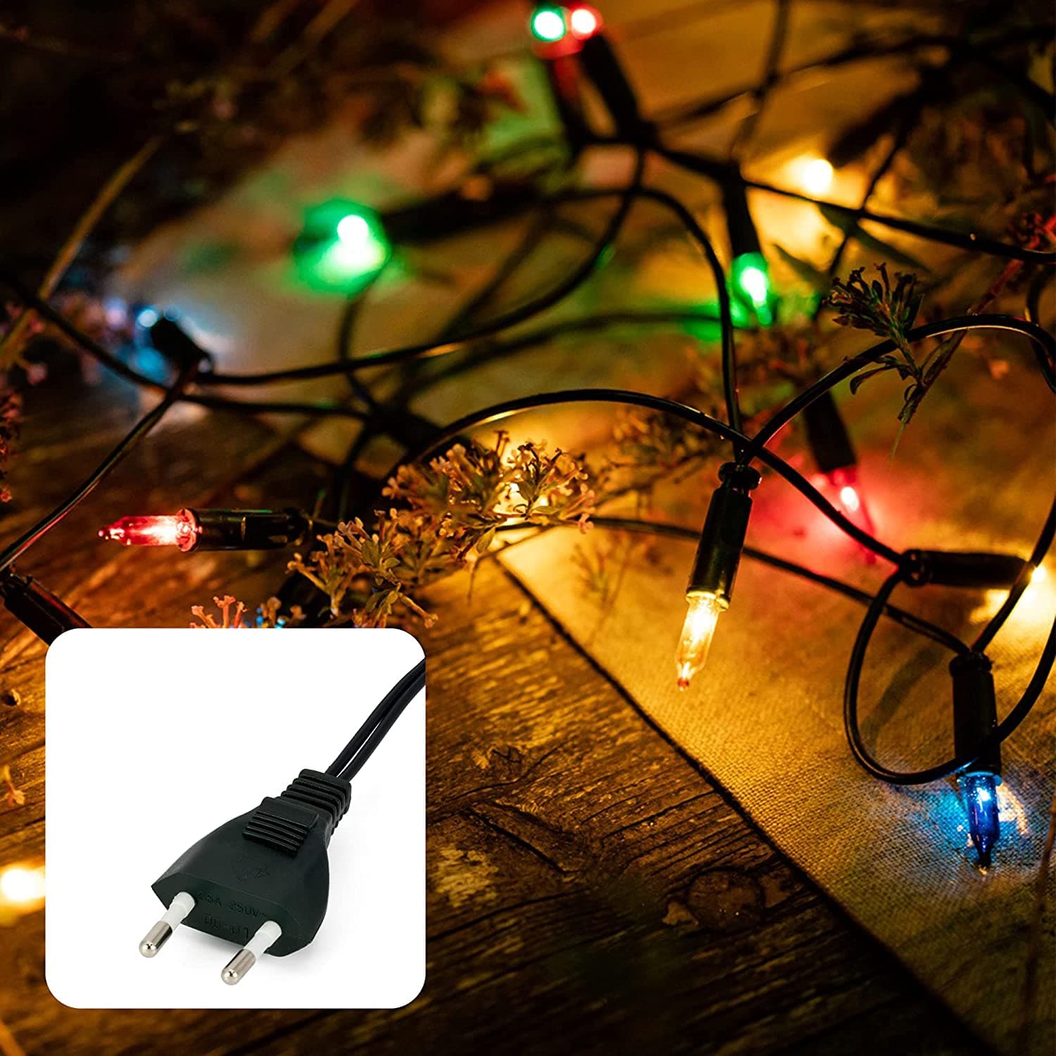 Catena luci di natale per presepe "10 Pisellini lineari" lampadine ad incandescenza multicolore - 3