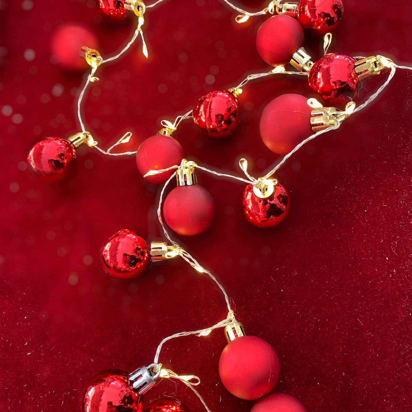 Catena di 40 palline in PVC con 80 microled per Albero di Natale, decorazione tinta unita - 2