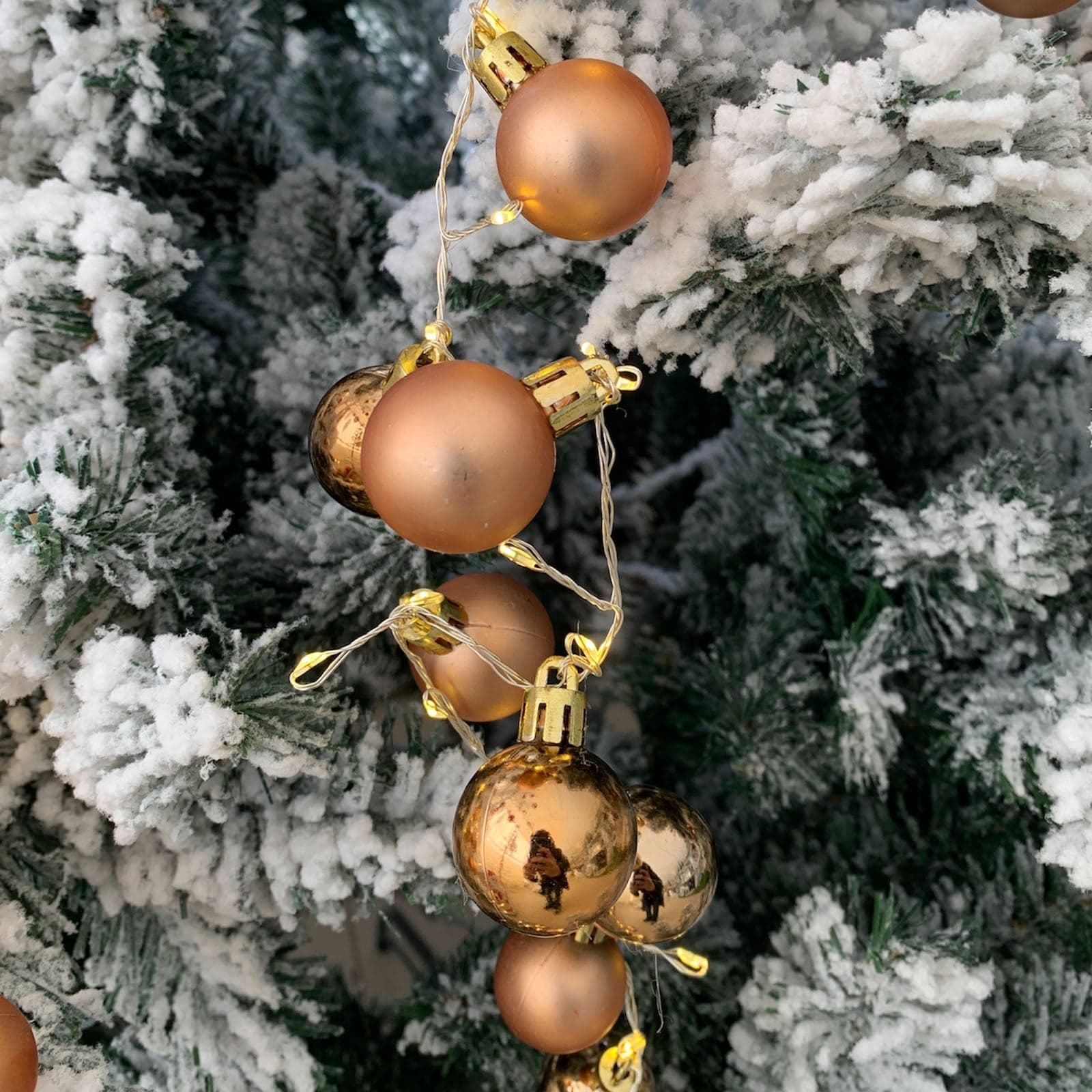 Catena di 40 palline in PVC con 80 microled per Albero di Natale, decorazione tinta unita - 4
