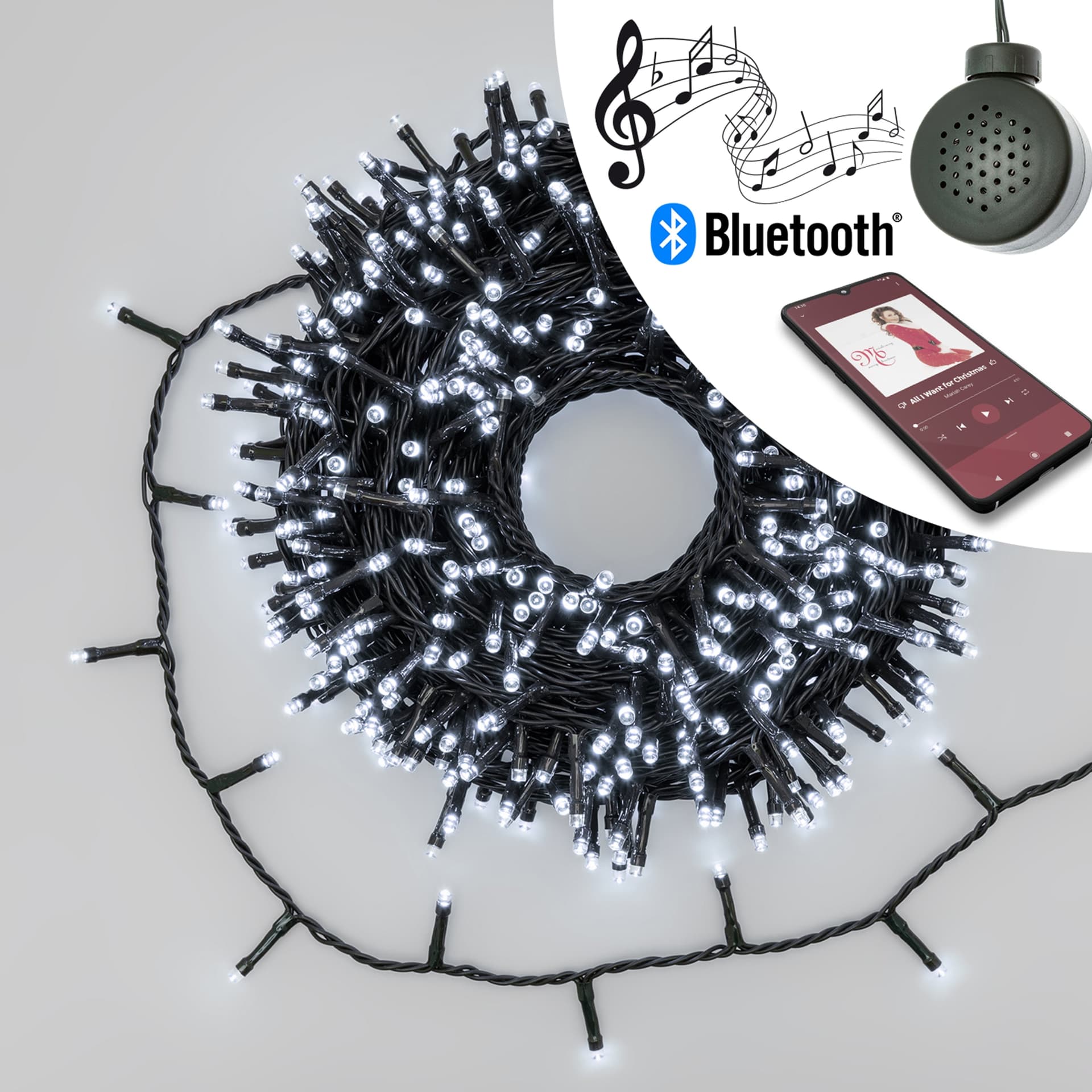 Luci di natale catena musicale 600 led con cassa Bluetooth per esterno ed interno 30,5 m - 4