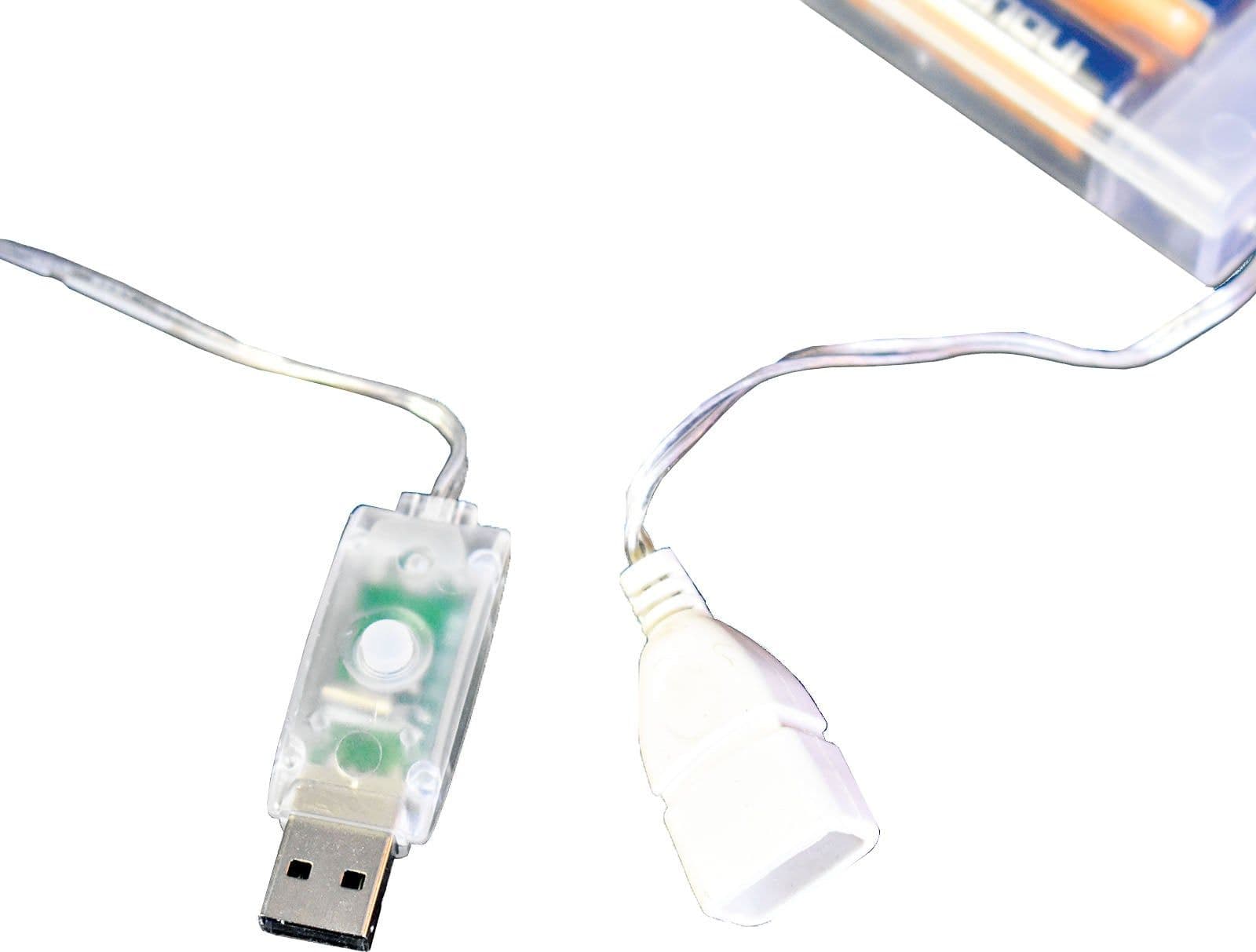 Luci di natale catena con 100 Micro Led e filo in metallo USB e batteria per interno - 3