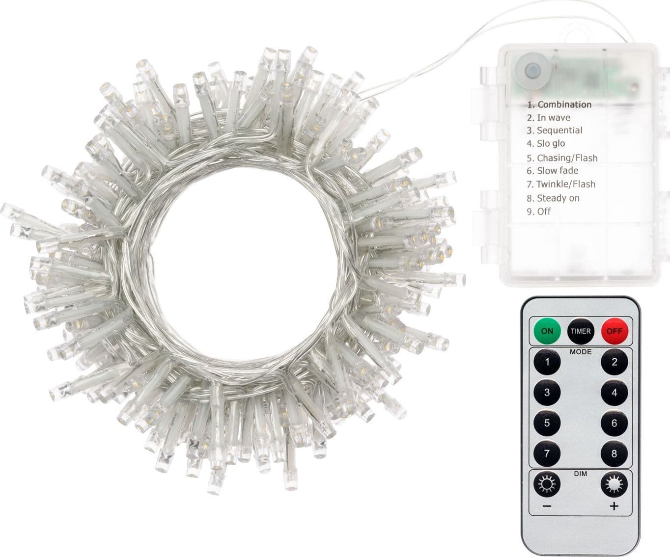 Luci di natale catena luminosa a batteria led 5 mm con telecomando per esterno - 3