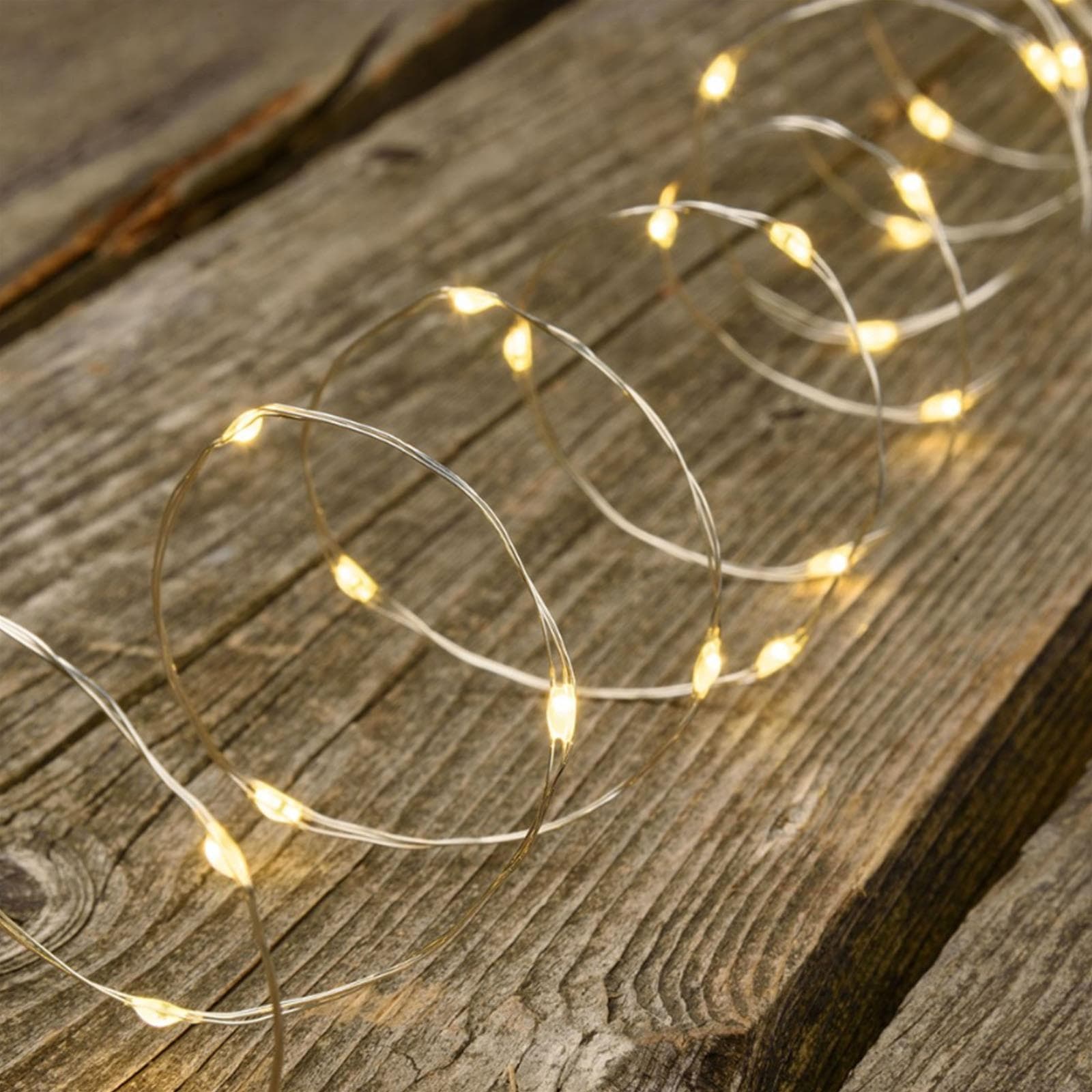 Luci di natale catena con 40 Micro Led e filo in metallo a batteria per interno - 3