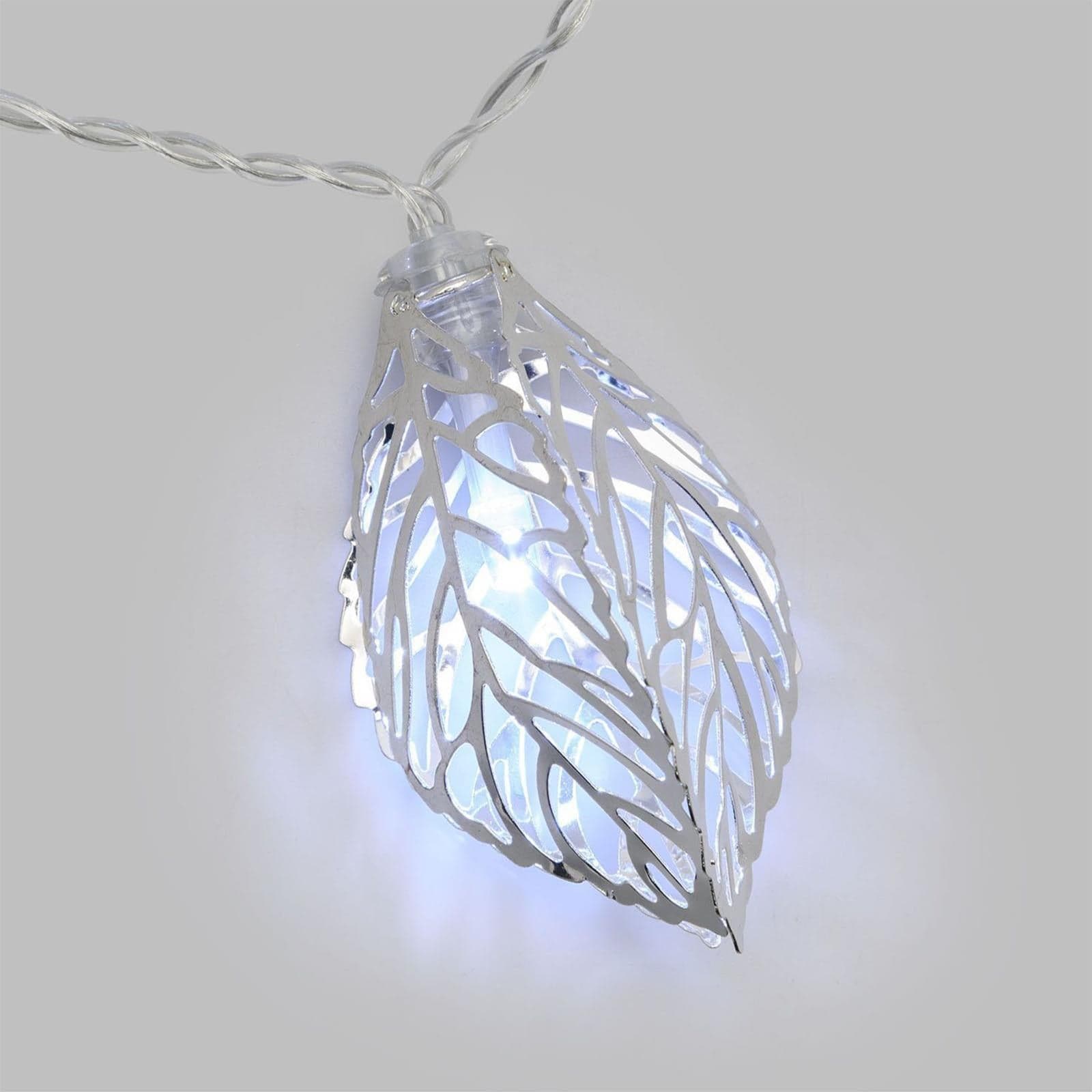Catena luminosa decorato con foglie traforate a batteria per albero di Natale - 3