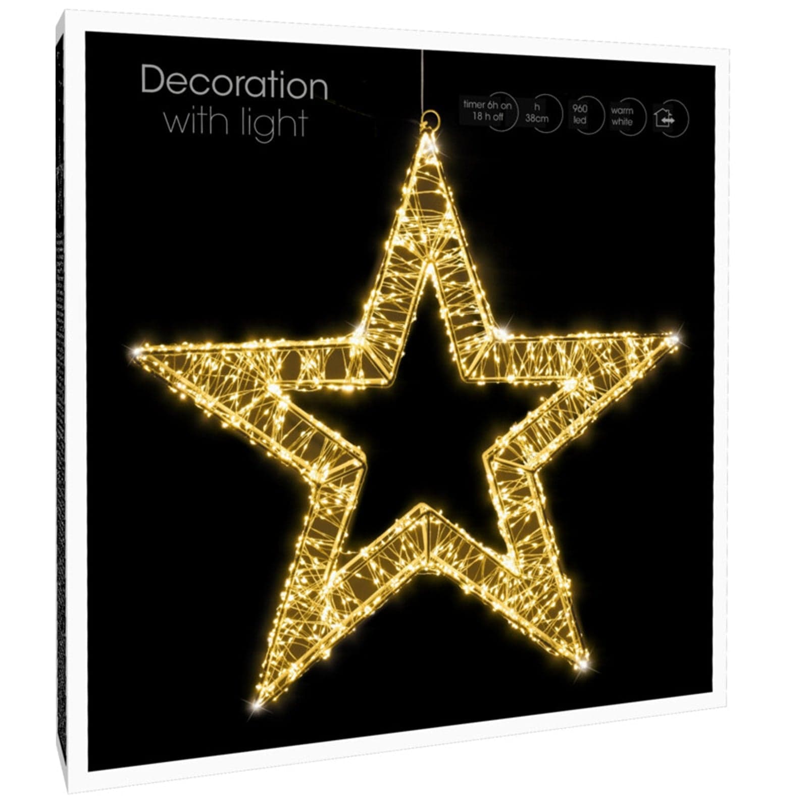 Stella luminosa a LED a luce calda, con Timer e adattatore, per esterno - 2