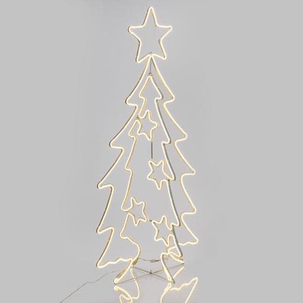 Albero Natale 2D/3D bifacciale, con stelline, 960 Led bianco caldo h 145 cm - 2