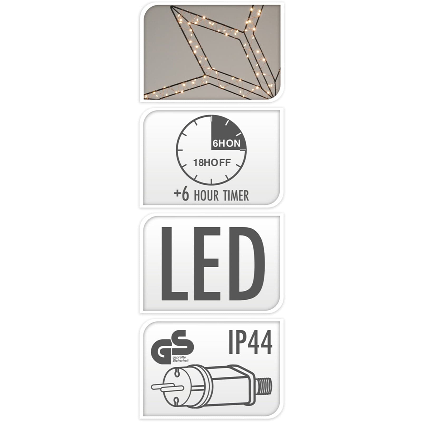 Figura luminosa Fiocco pendente da 300 LED, per esterno, da 74 cm - 2