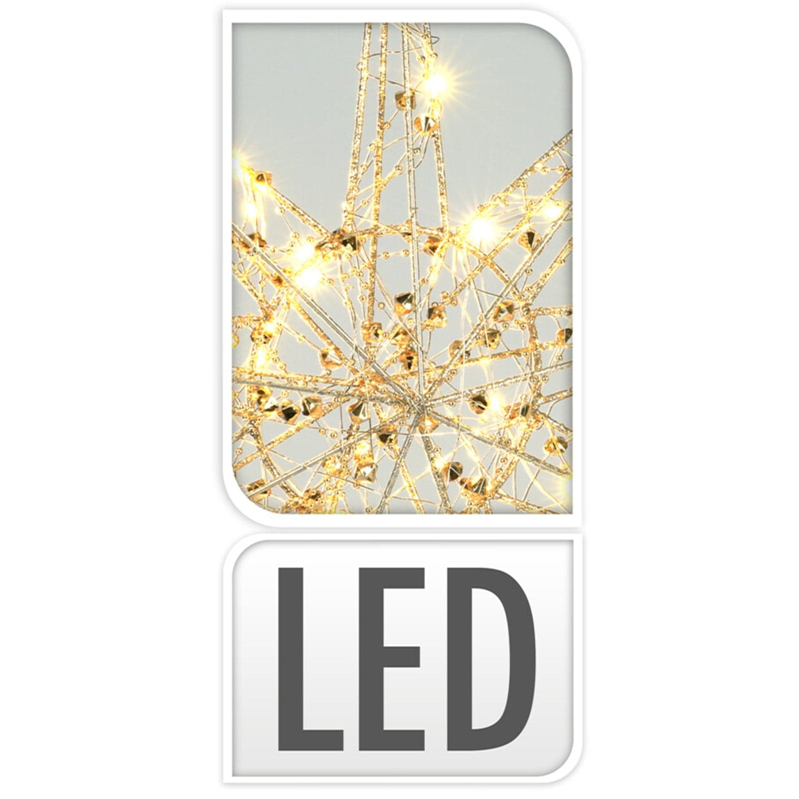 Stella natalizia luminosa per albero di Natale, appendibile, color Oro, con 40 LED, da 50 cm - 2