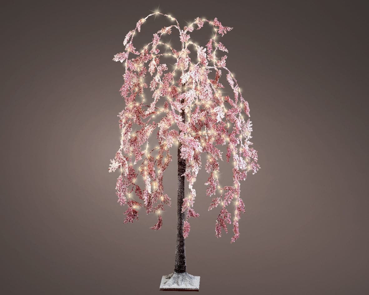 Figura luminosa di Albero con Chioma folta, led a luce rosa da 180 cm in acrilico - 2