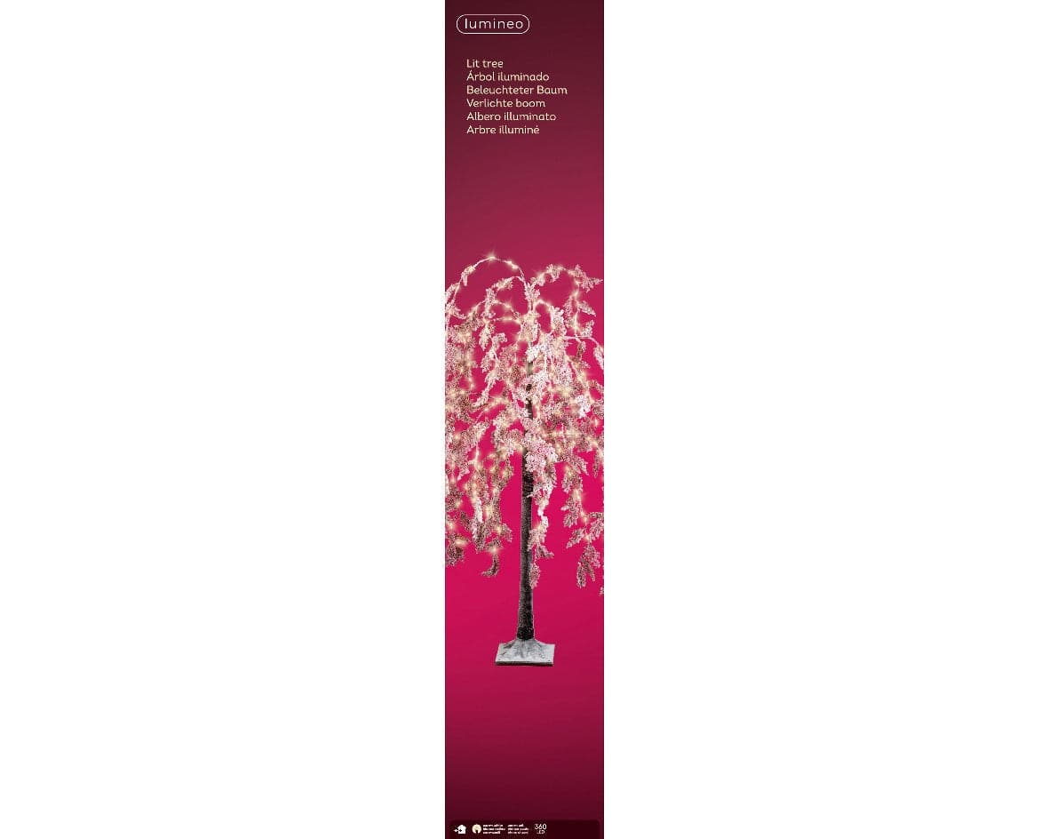 Figura luminosa di Albero con Chioma folta, led a luce rosa da 180 cm in acrilico - 3